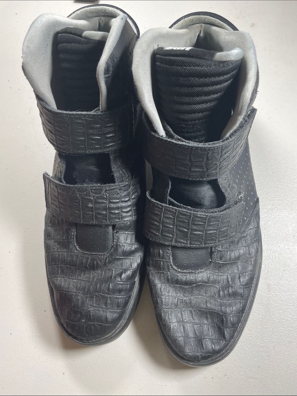 Nike Black Croc-Texture High-Top Velcro Sneakers